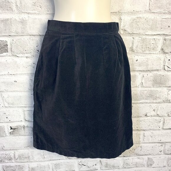 Vintage 80s 90s Black Velvet High Rise Straight Pencil Skirt - Picture 1 of 11